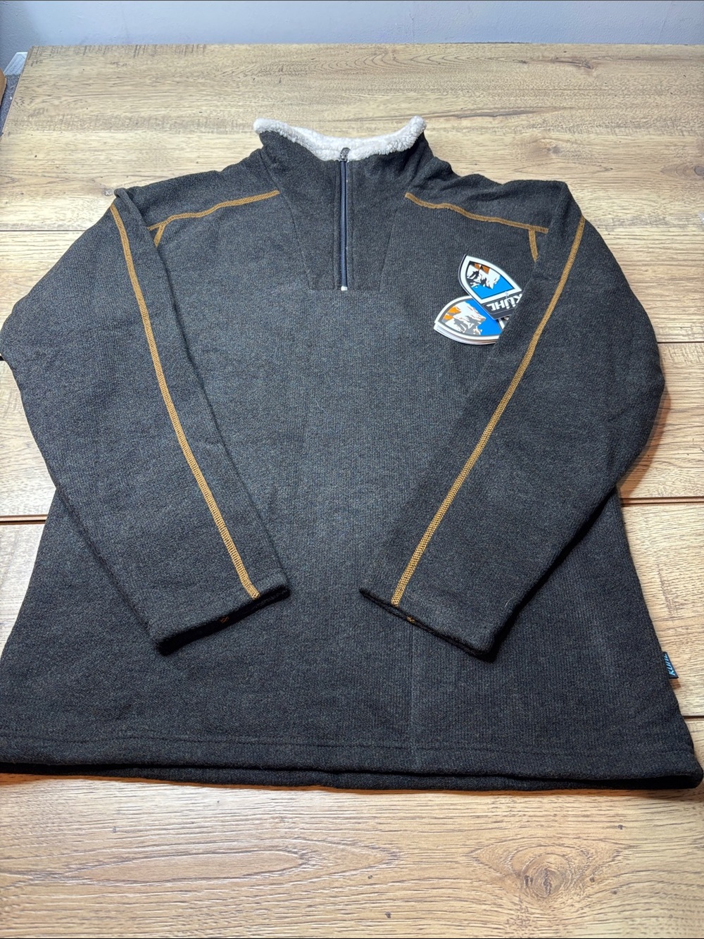 Kuhl Men's Europa 1/4 Zip Alfpaca Fleece Charcoal Sweater Size Large NWT
